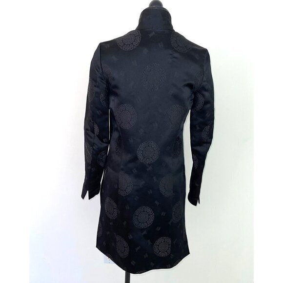 Tei Mei Shanghai Jacket Womens Vintage Asian Motif Embossed Covered Button Black - Picture 14 of 16